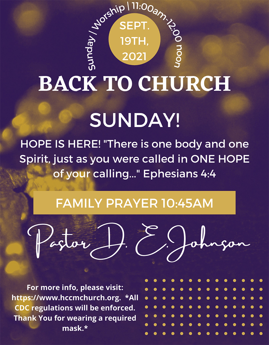 Back to Church Sunday!  In-Person Morning Worship Service!