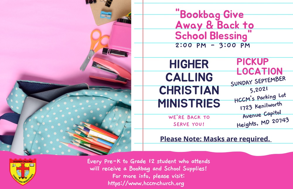 Bookbag Giveaway & Back to School Blessing